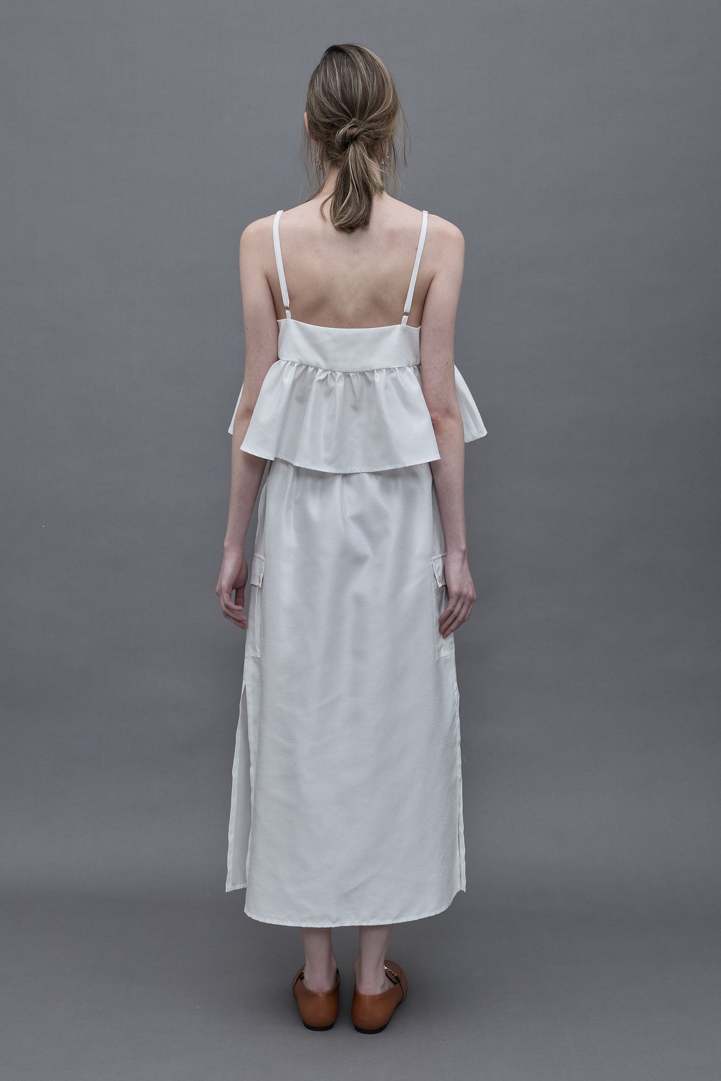 Side Slit Long Skirt - White