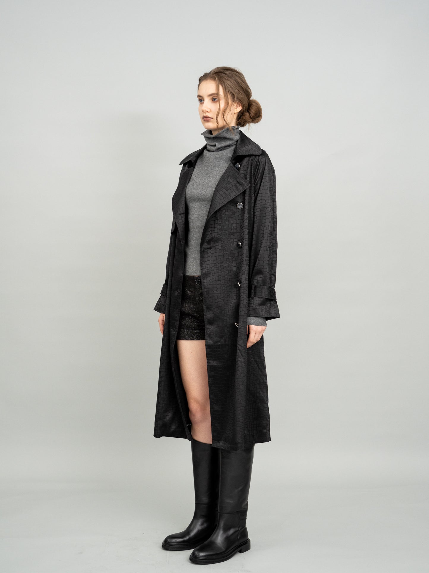 Urban Noir Shimmer Trench Coat