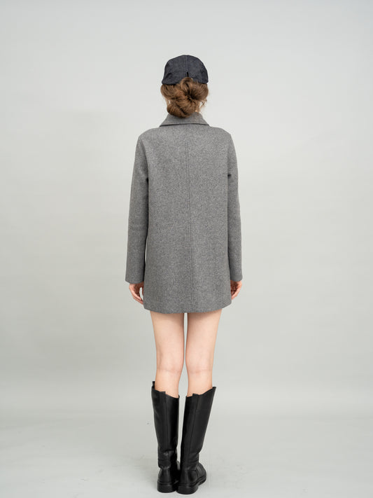 Urban Grey Checked Wool Coat