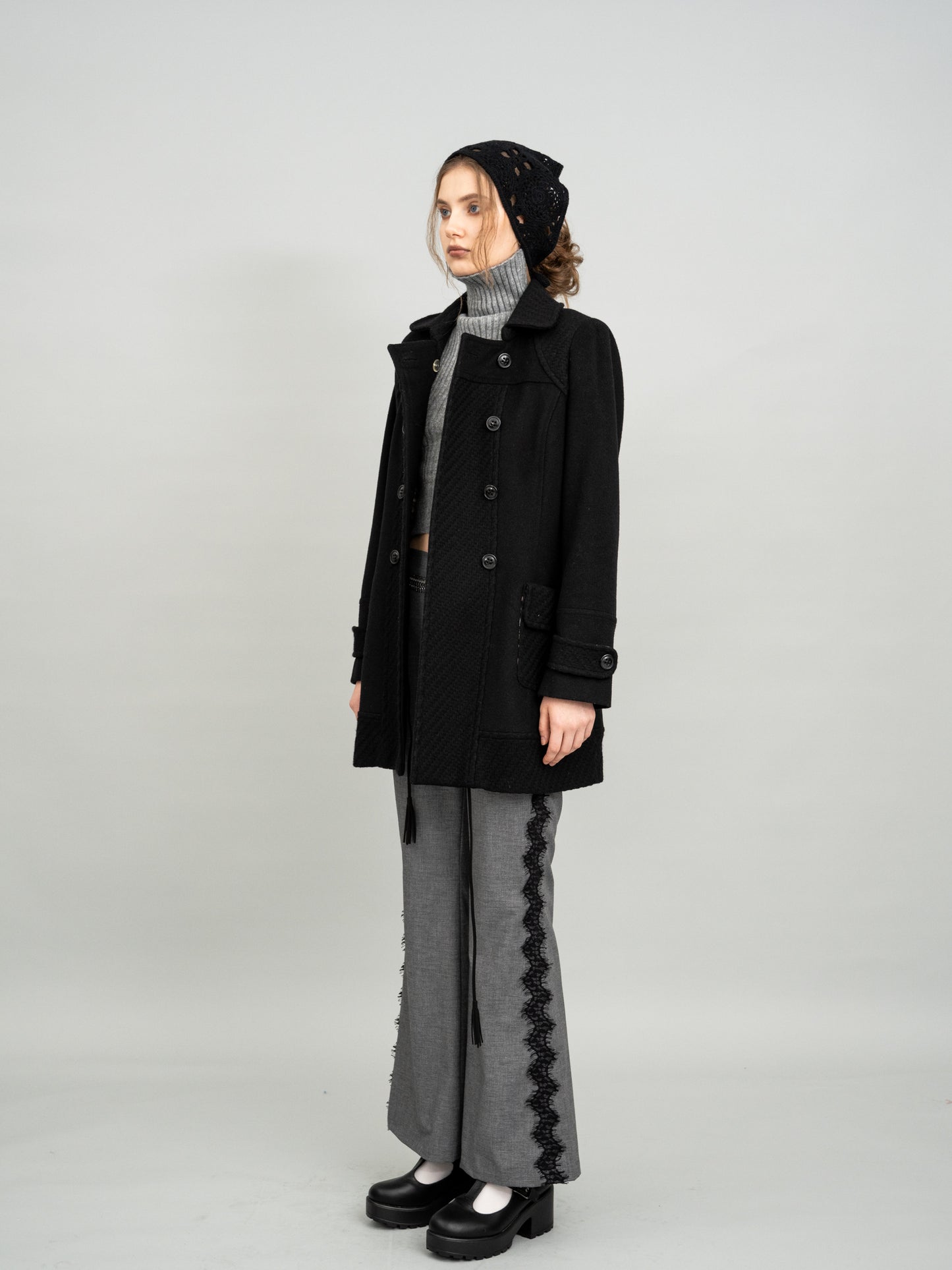 Noir Velvet Peacoat