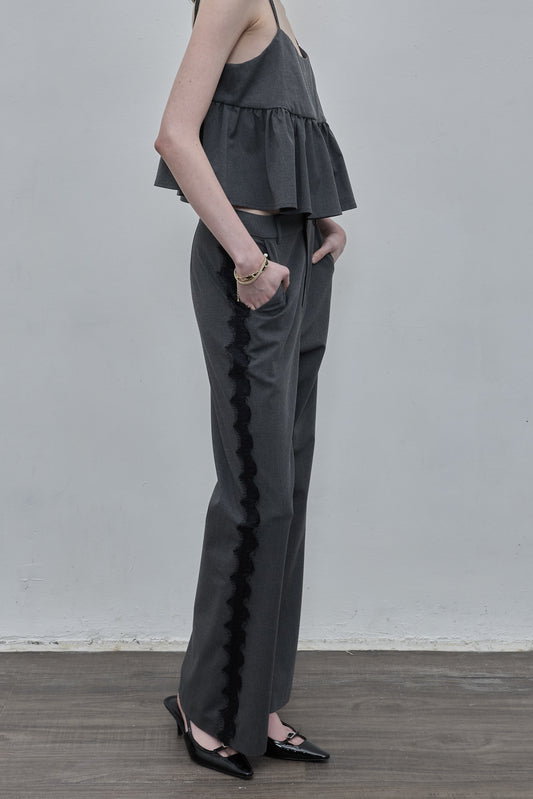 Lace-trimmed Flare Pants