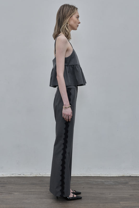 Lace-trimmed Flare Pants