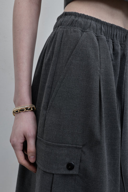 Side Slit Long Skirt - Gray