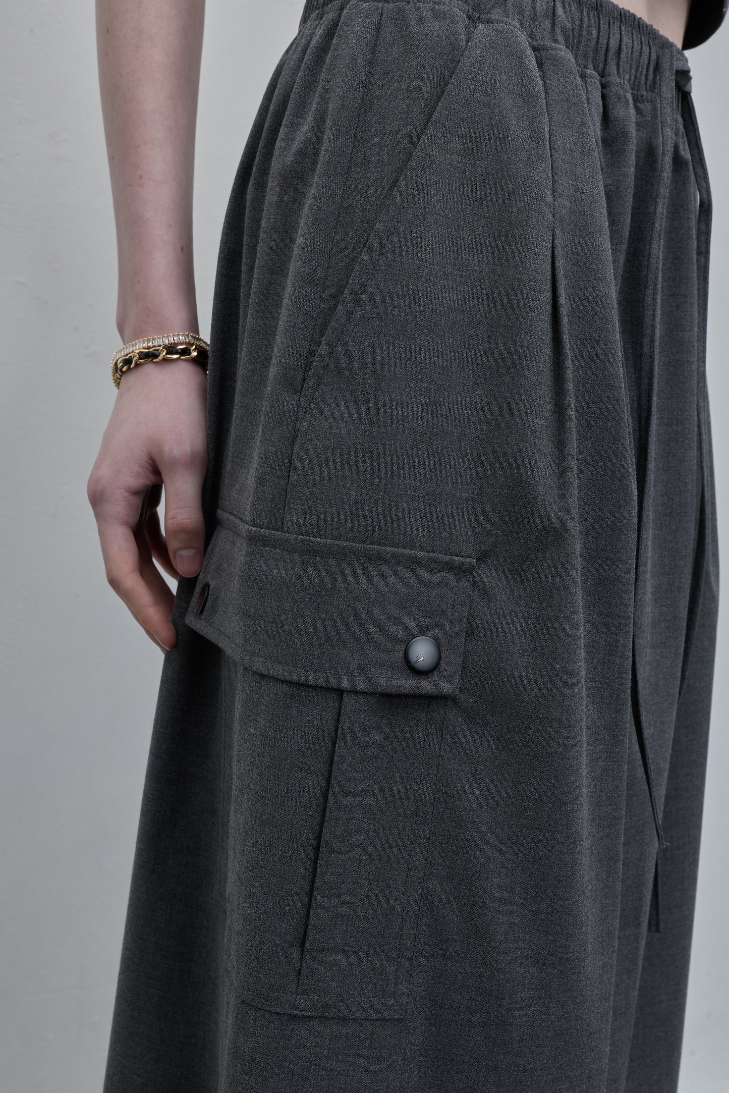 Side Slit Long Skirt - Gray
