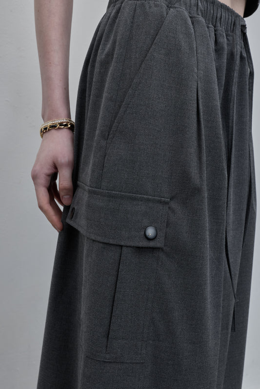 Side Slit Long Skirt - Gray