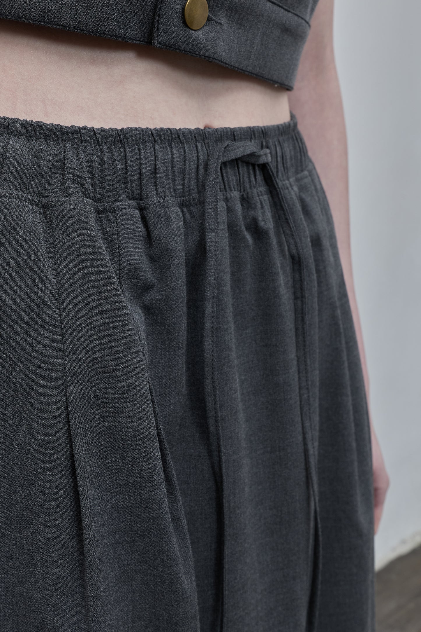 Side Slit Long Skirt - Gray