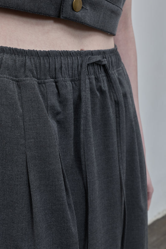Side Slit Long Skirt - Gray