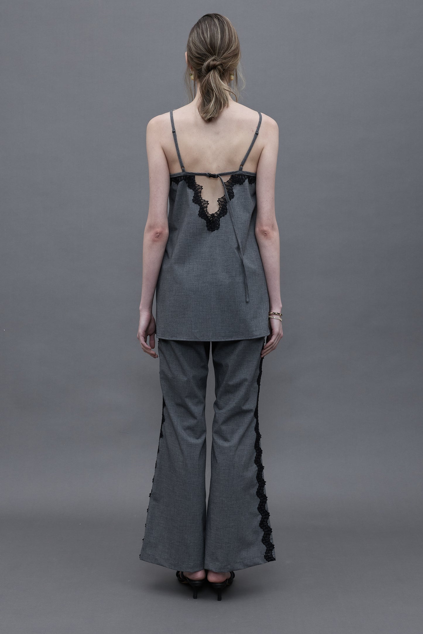 Lace-trimmed Strap Top with Pants Set