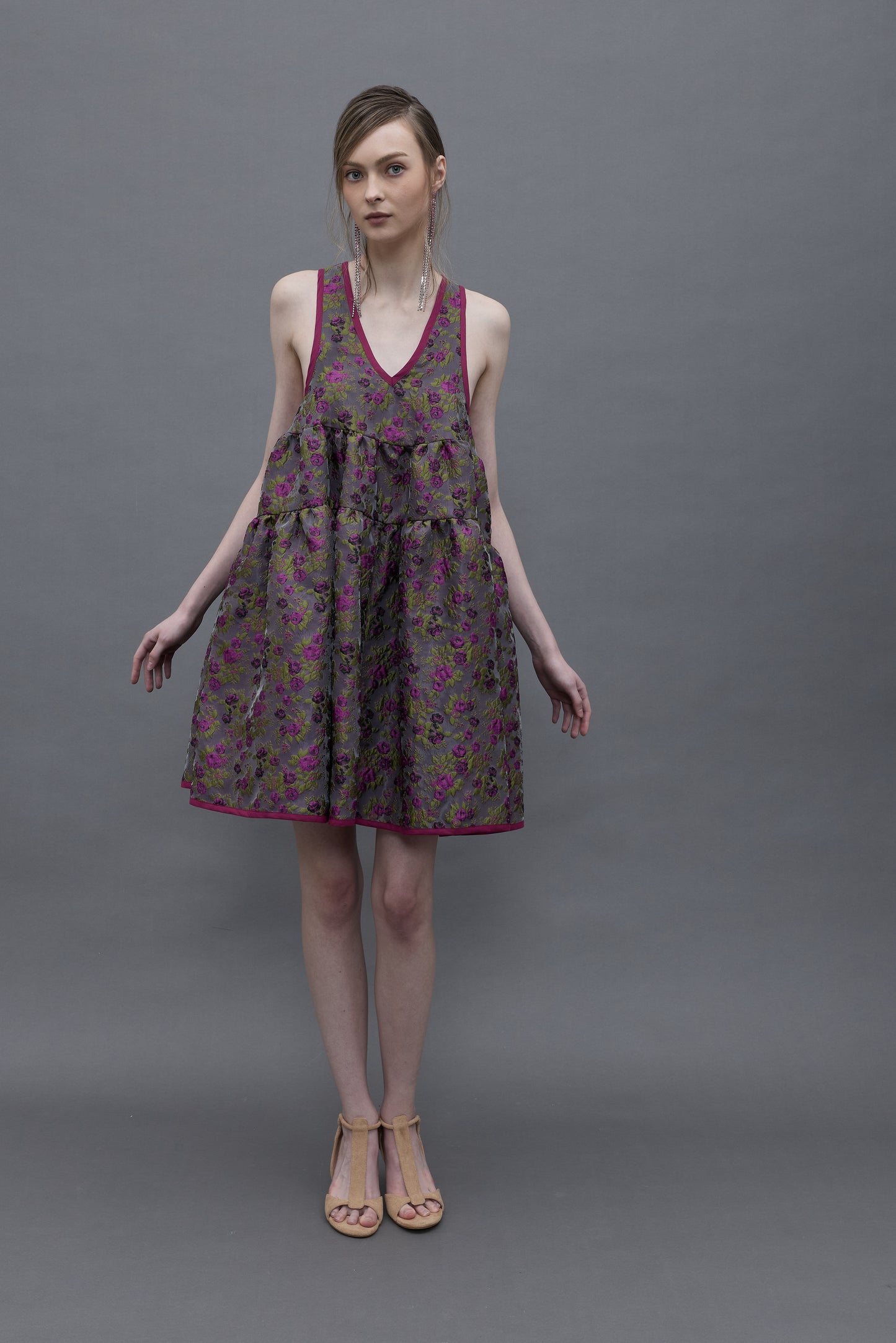 Purple Jacquard Bell Dress