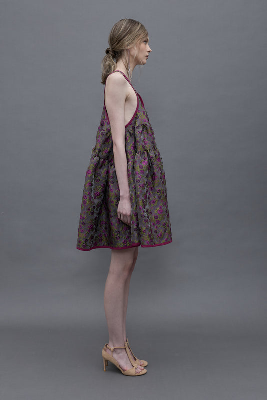 Purple Jacquard Bell Dress
