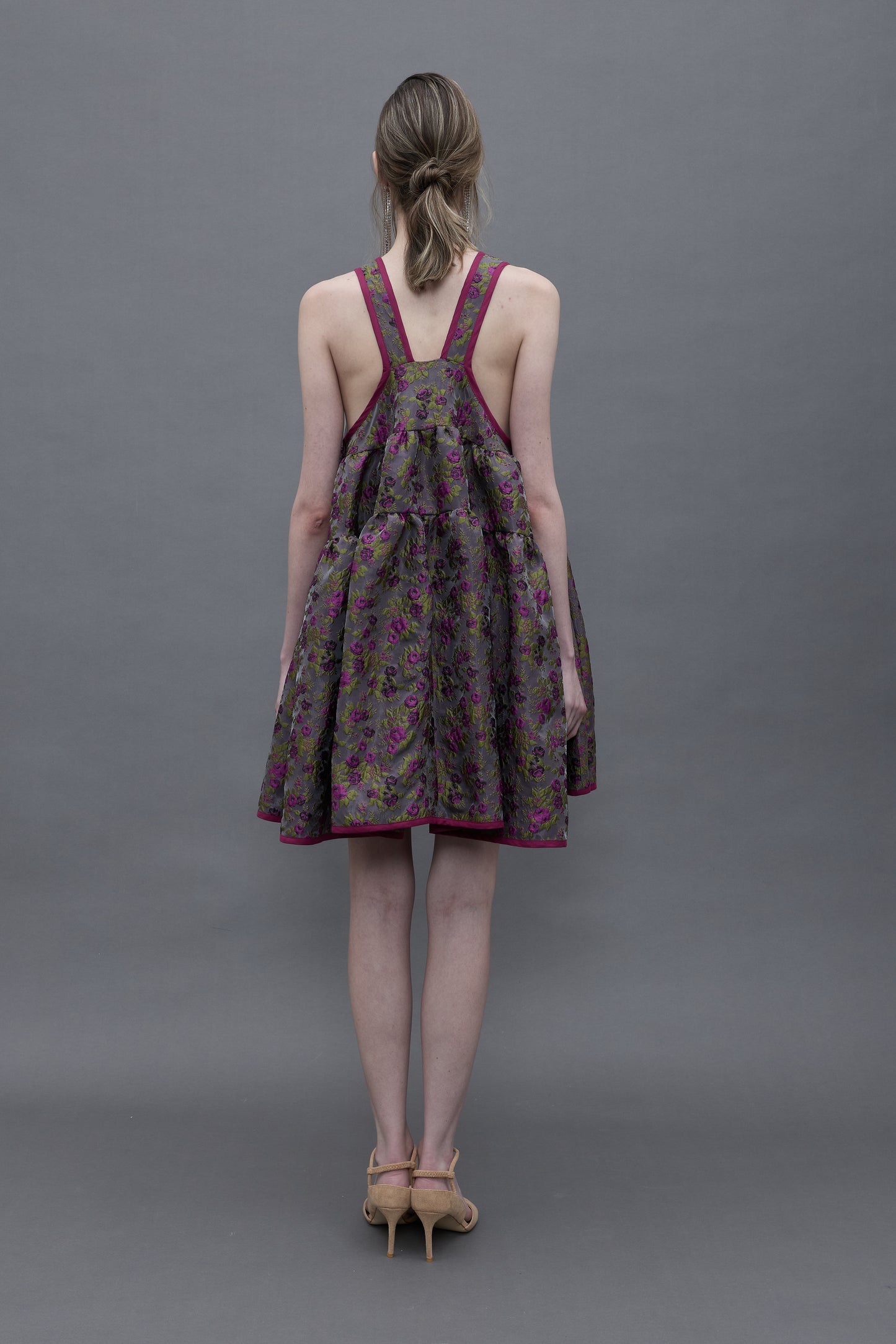 Purple Jacquard Bell Dress