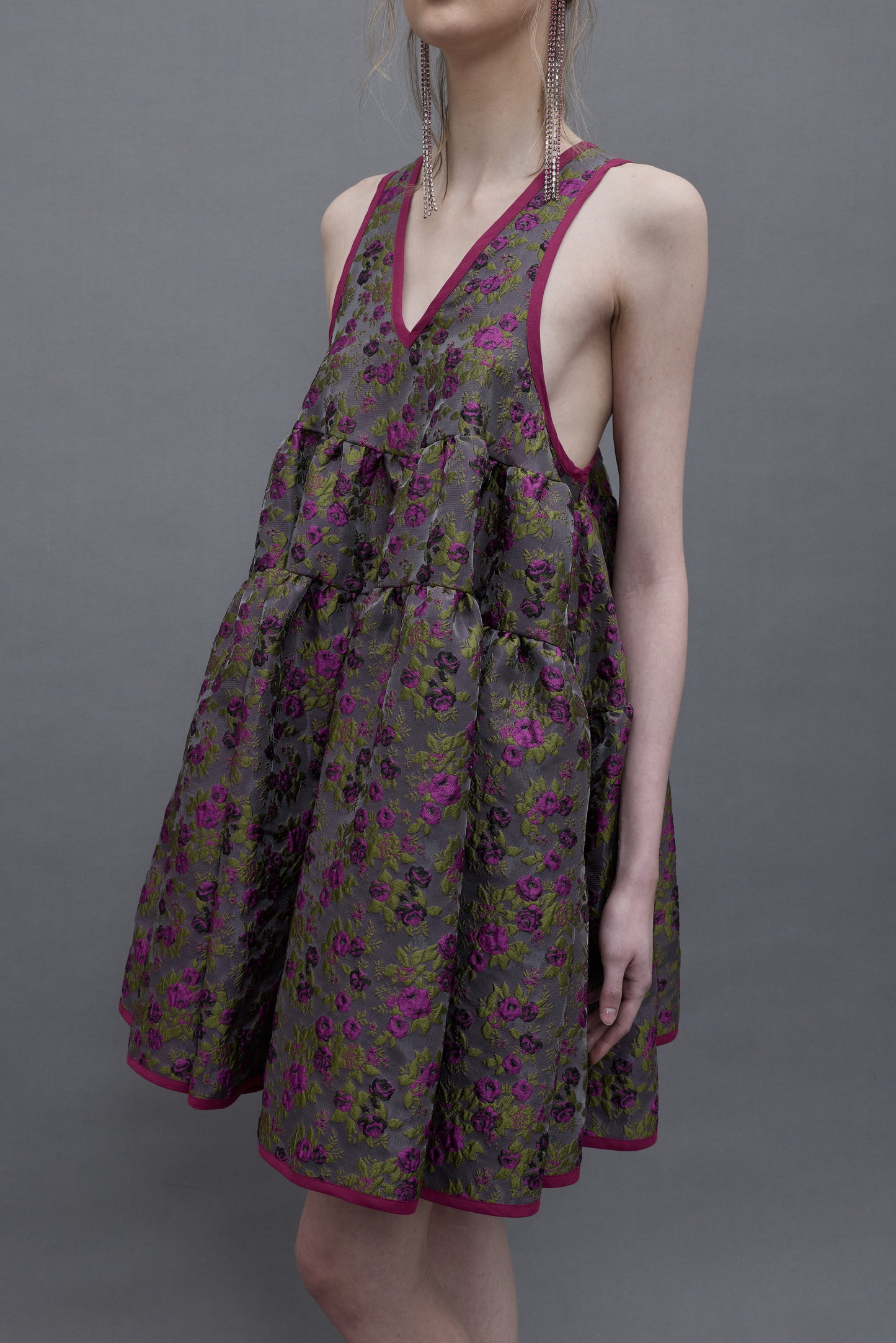 Purple Jacquard Bell Dress