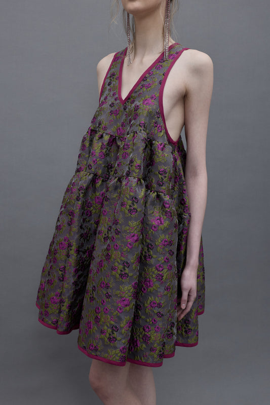 Purple Jacquard Bell Dress