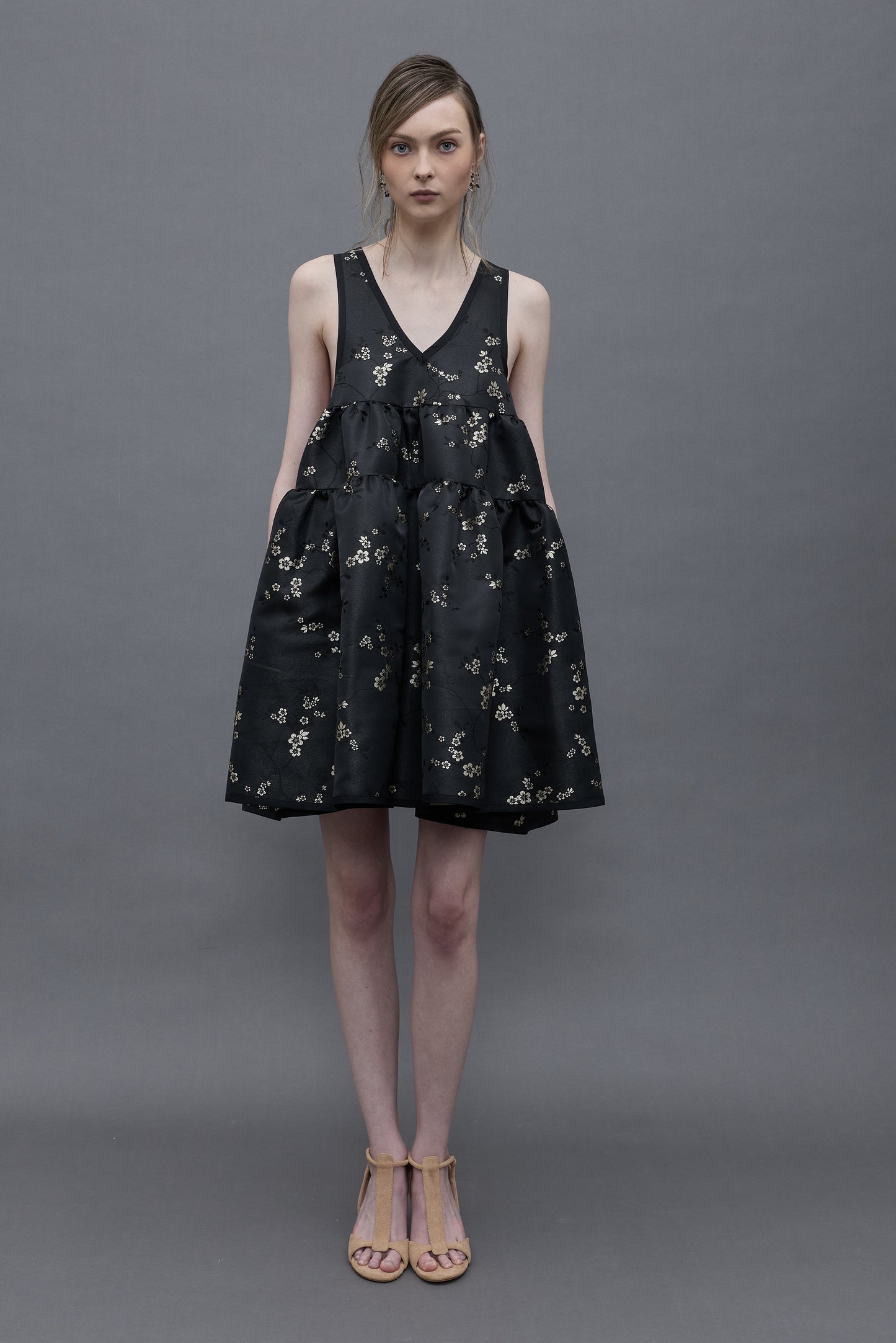 Black Jacquard Bell Dress