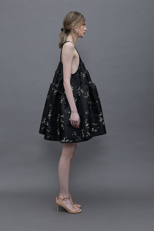 Black Jacquard Bell Dress