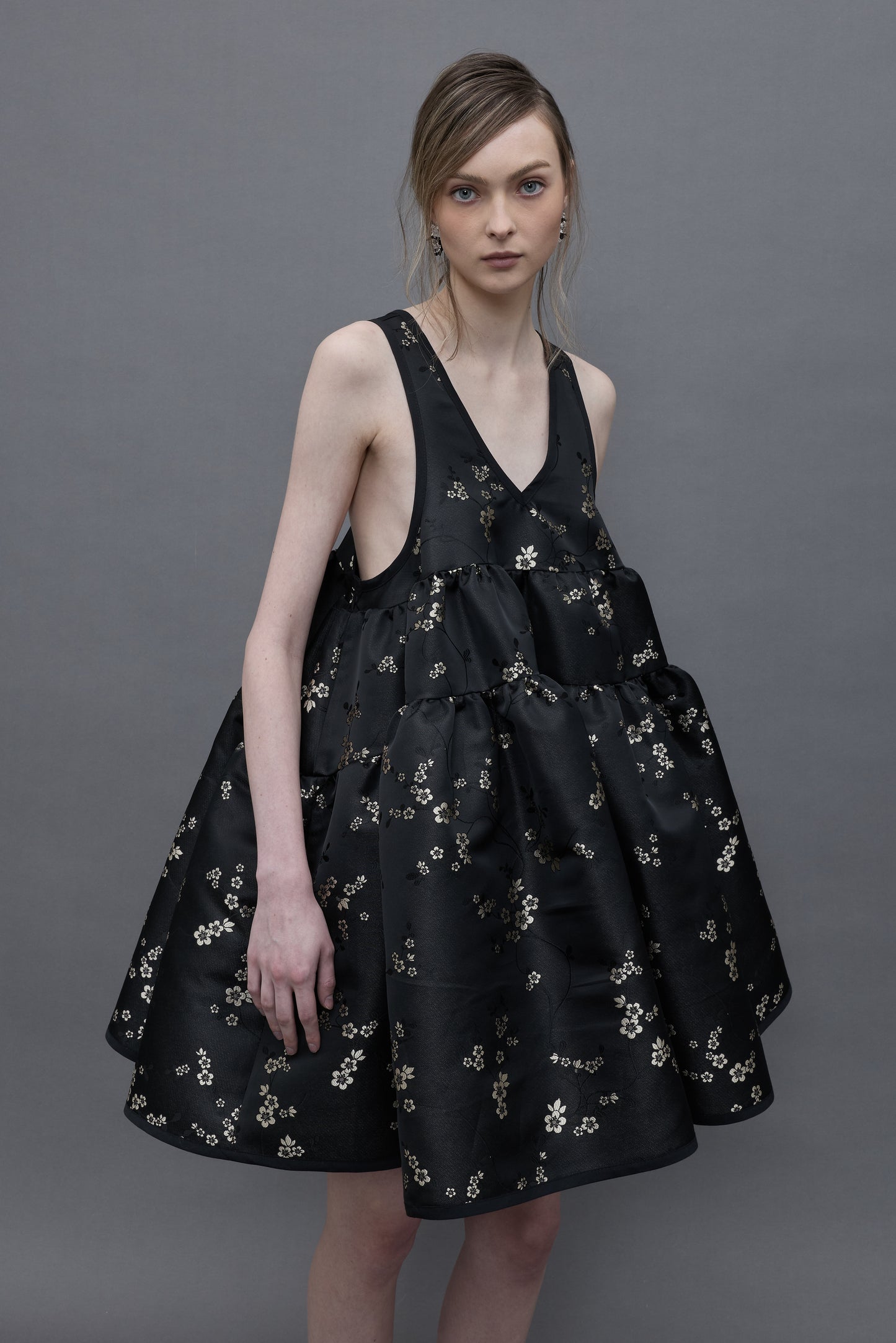 Black Jacquard Bell Dress
