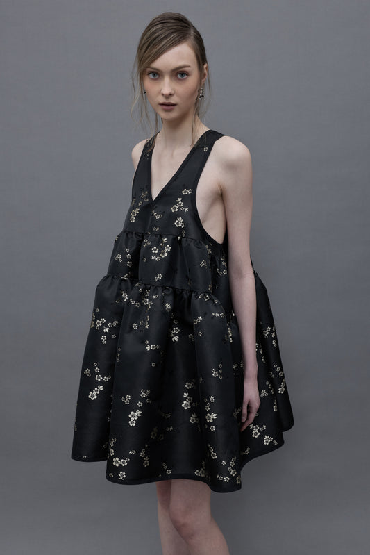 Black Jacquard Bell Dress