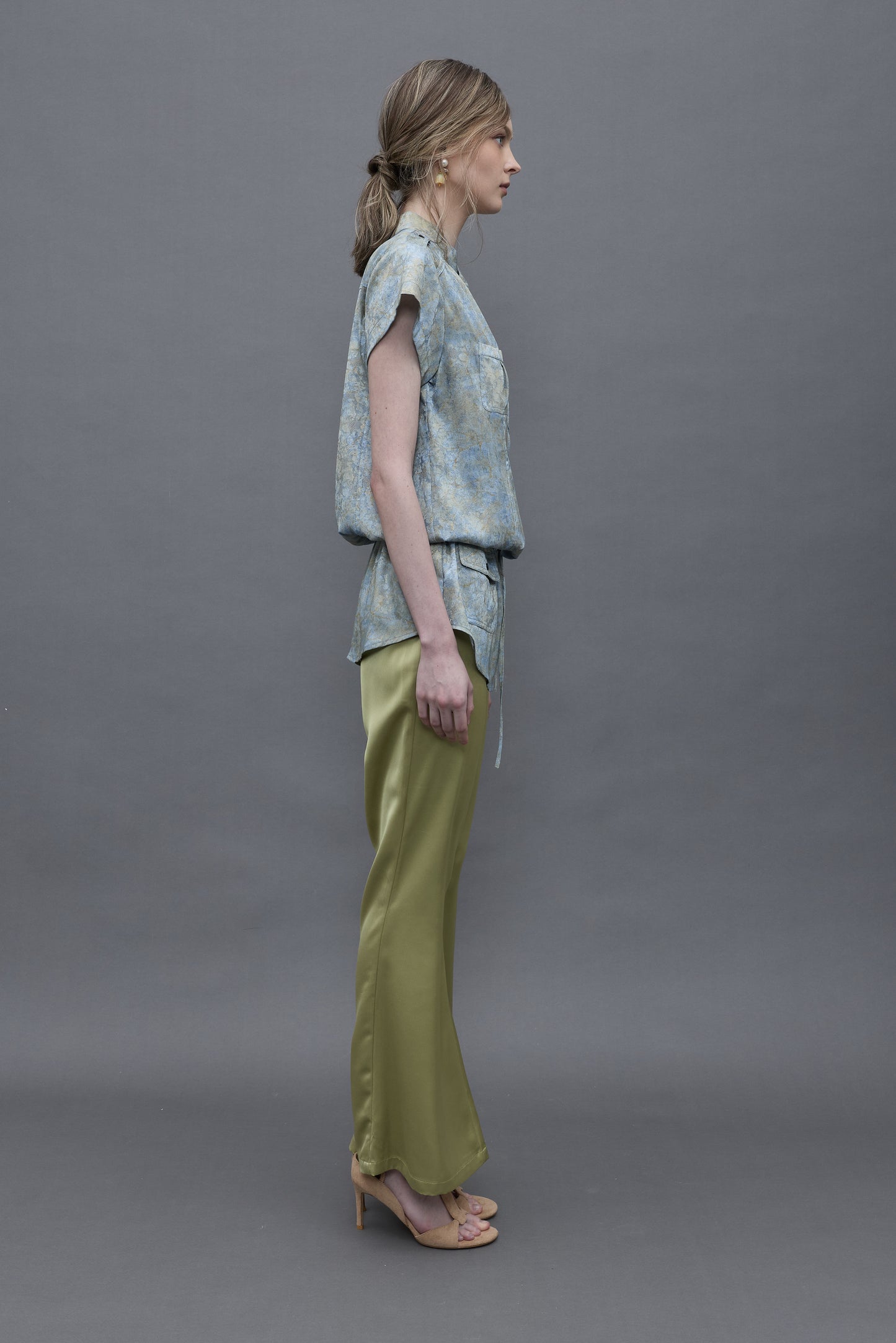 Light Blue Jacquard with Gold Foiling Blouse