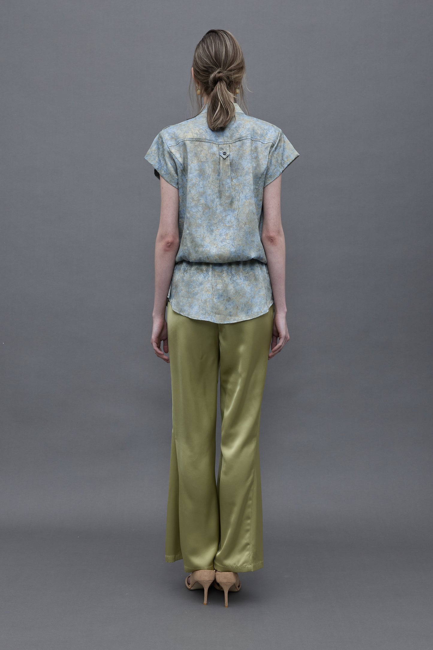Light Blue Jacquard with Gold Foiling Blouse