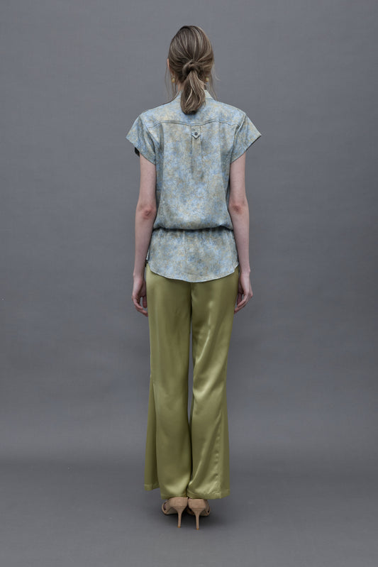 Light Blue Jacquard with Gold Foiling Blouse