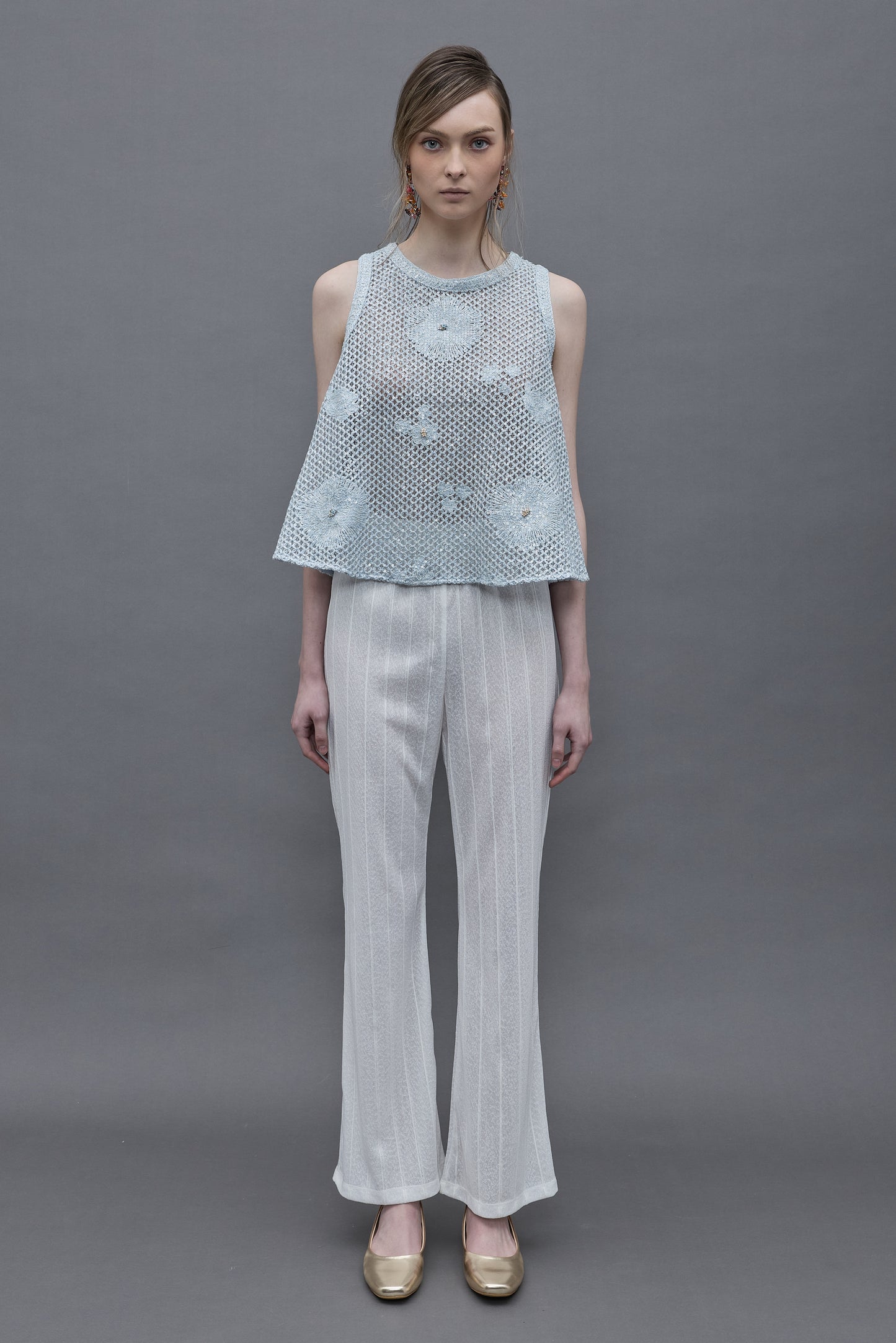 White Lace Knit Pants