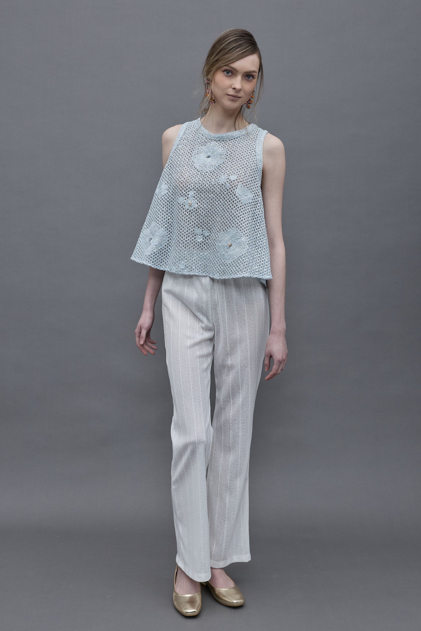 Light Blue Crochet Vest