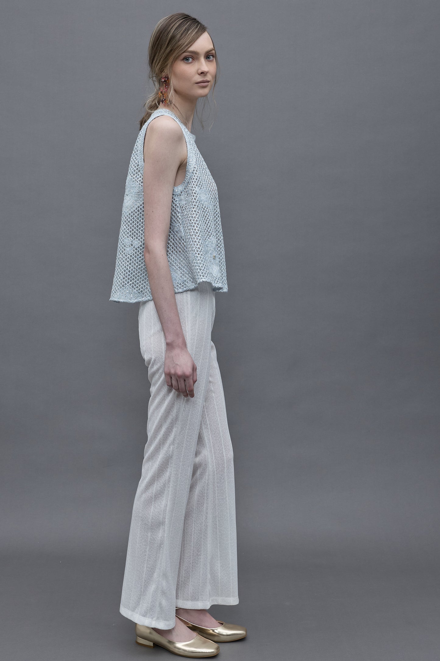 White Lace Knit Pants