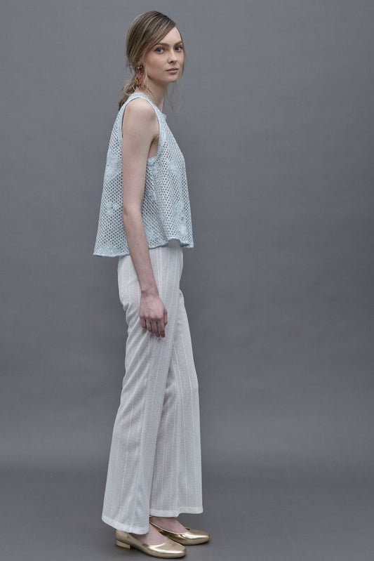 White Lace Knit Pants