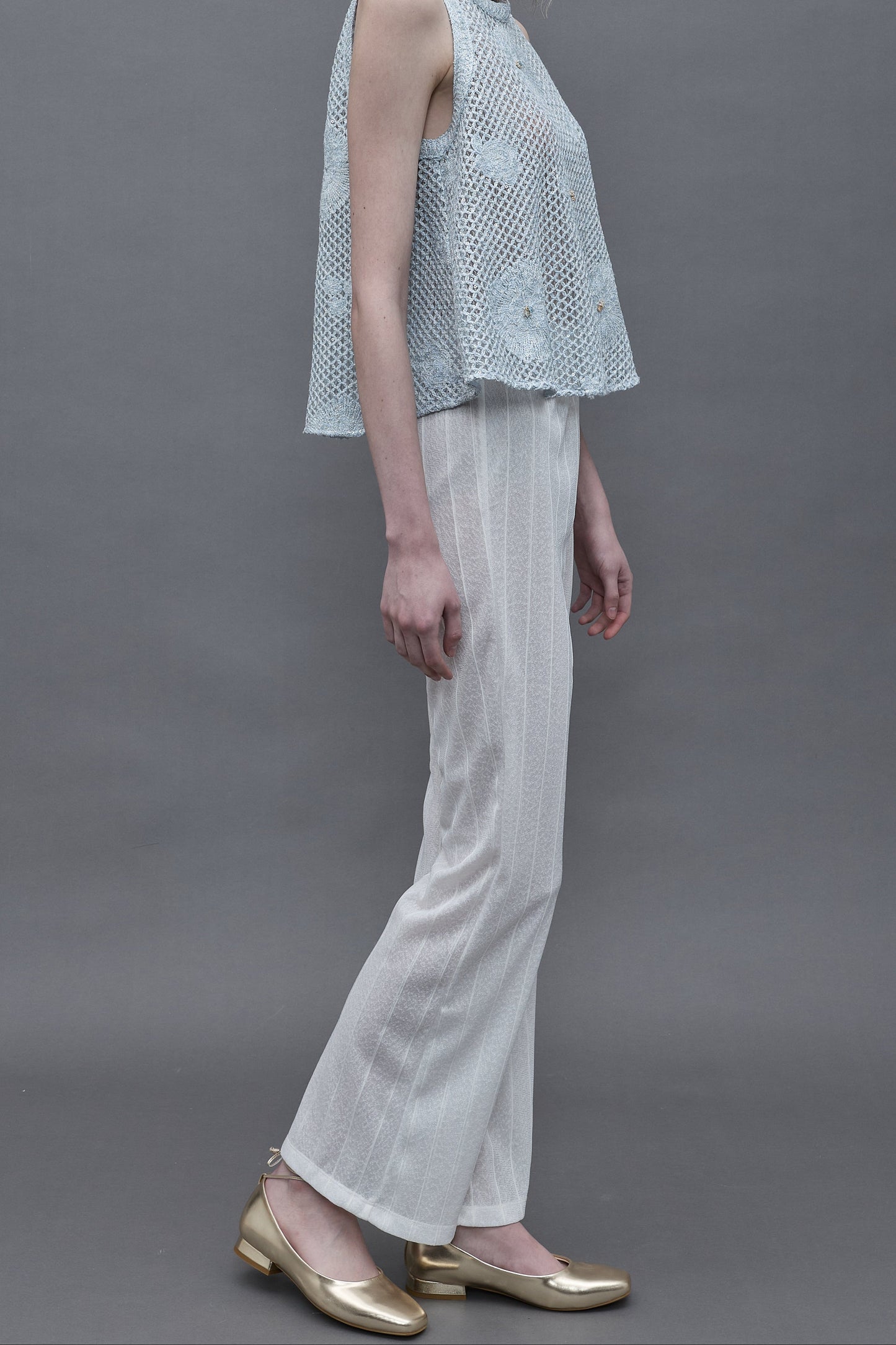 White Lace Knit Pants