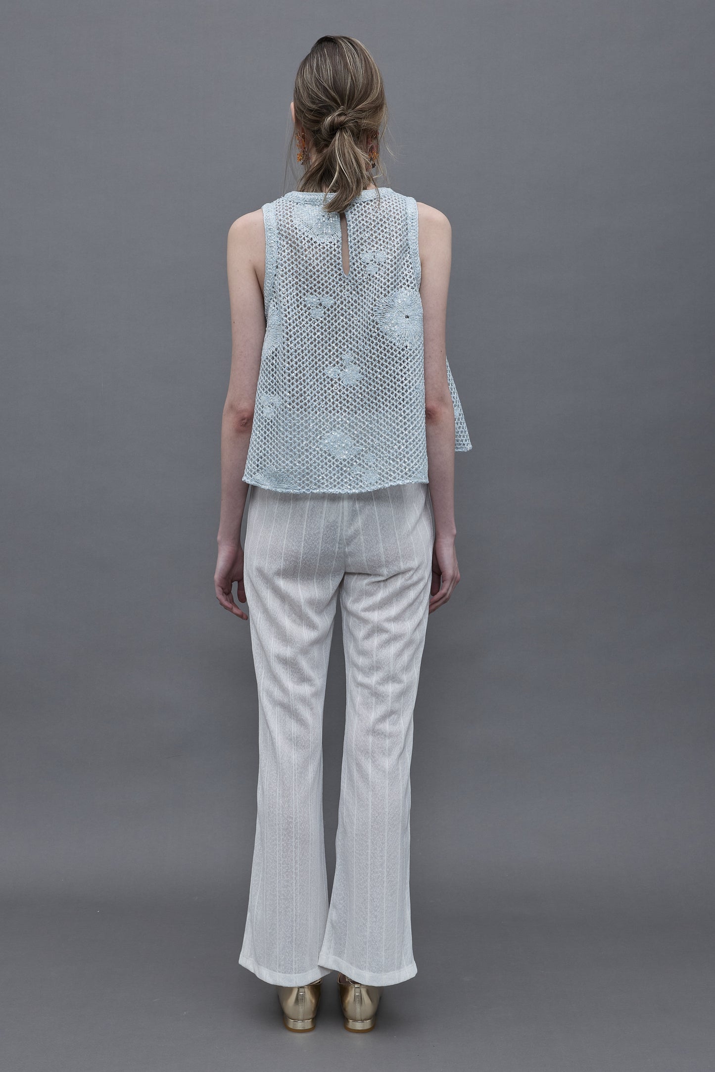 White Lace Knit Pants