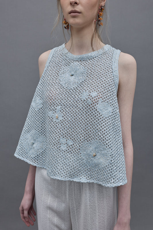 Light Blue Crochet Vest