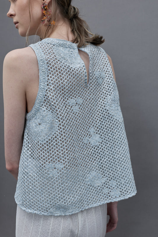 Light Blue Crochet Vest