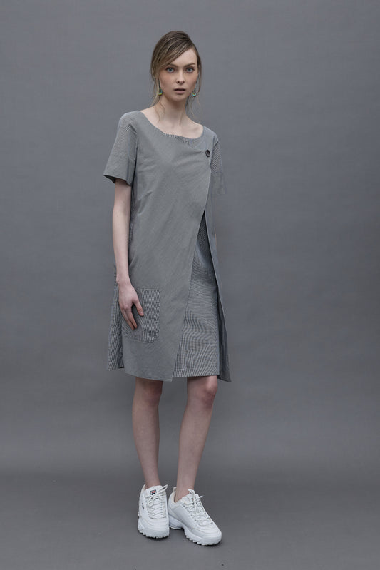 Two-tone Gingham Dress