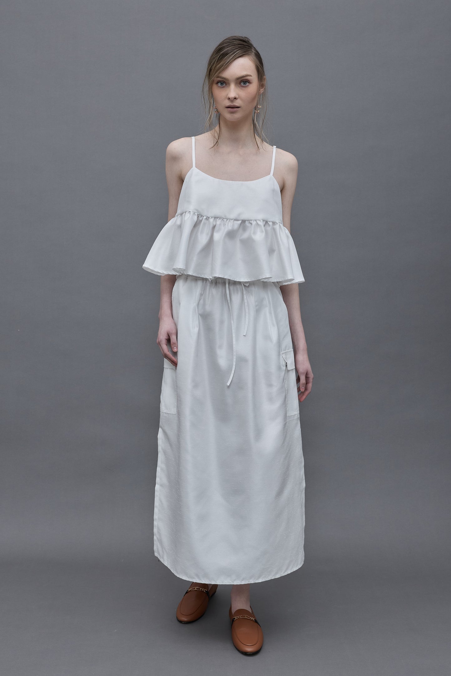 Side Slit Long Skirt - White