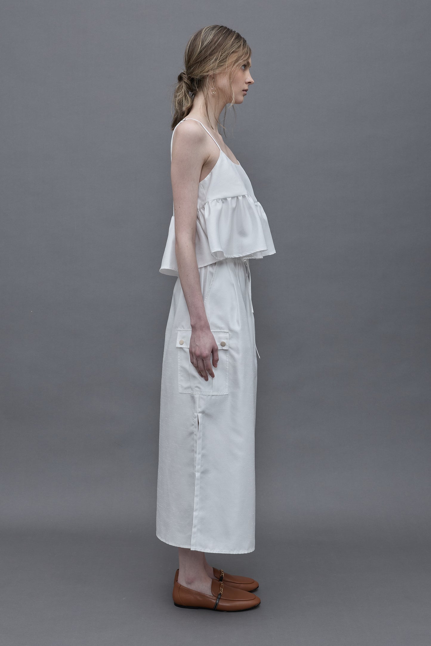 Side Slit Long Skirt - White