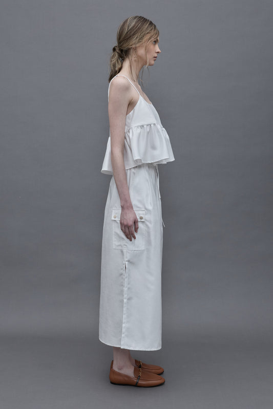 Side Slit Long Skirt - White