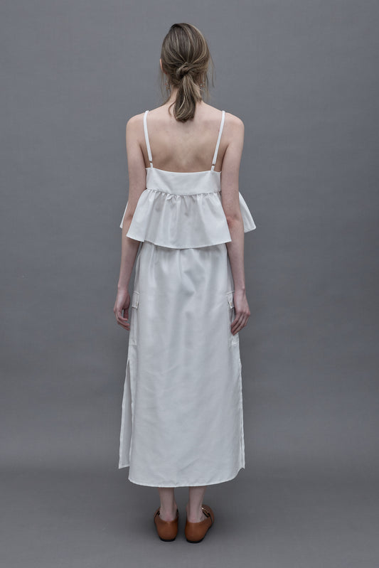 Side Slit Long Skirt - White