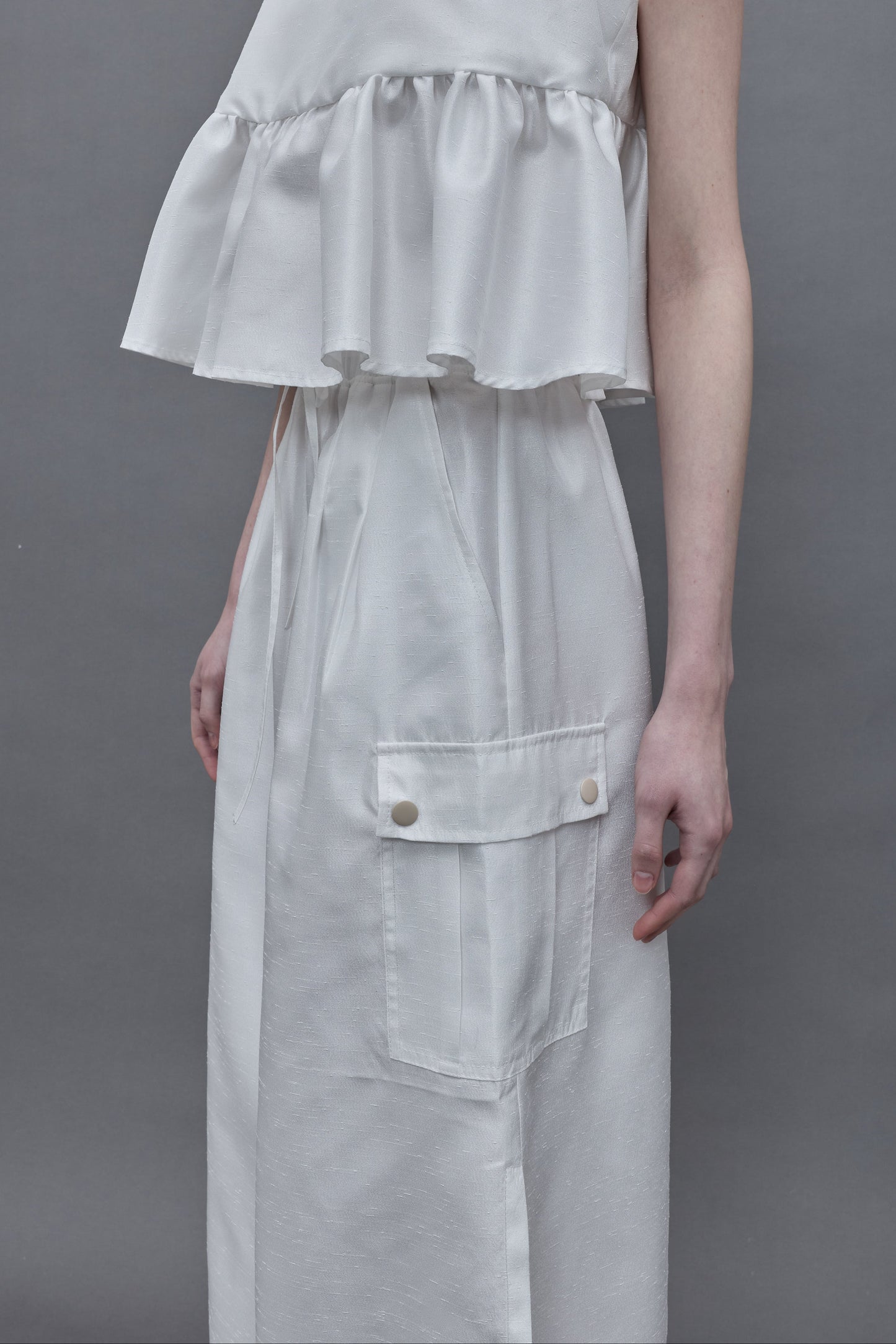 Side Slit Long Skirt - White