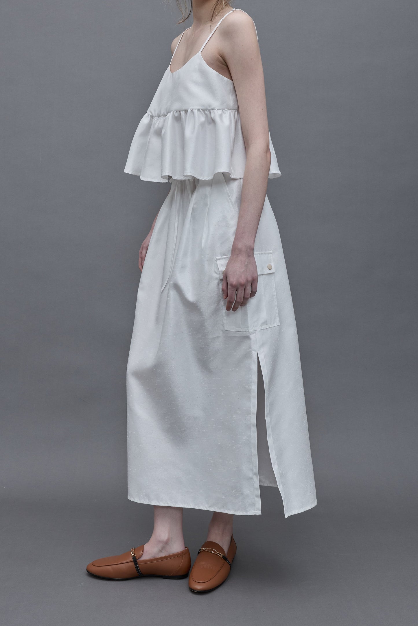 Side Slit Long Skirt - White