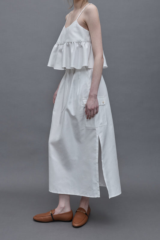 Side Slit Long Skirt - White