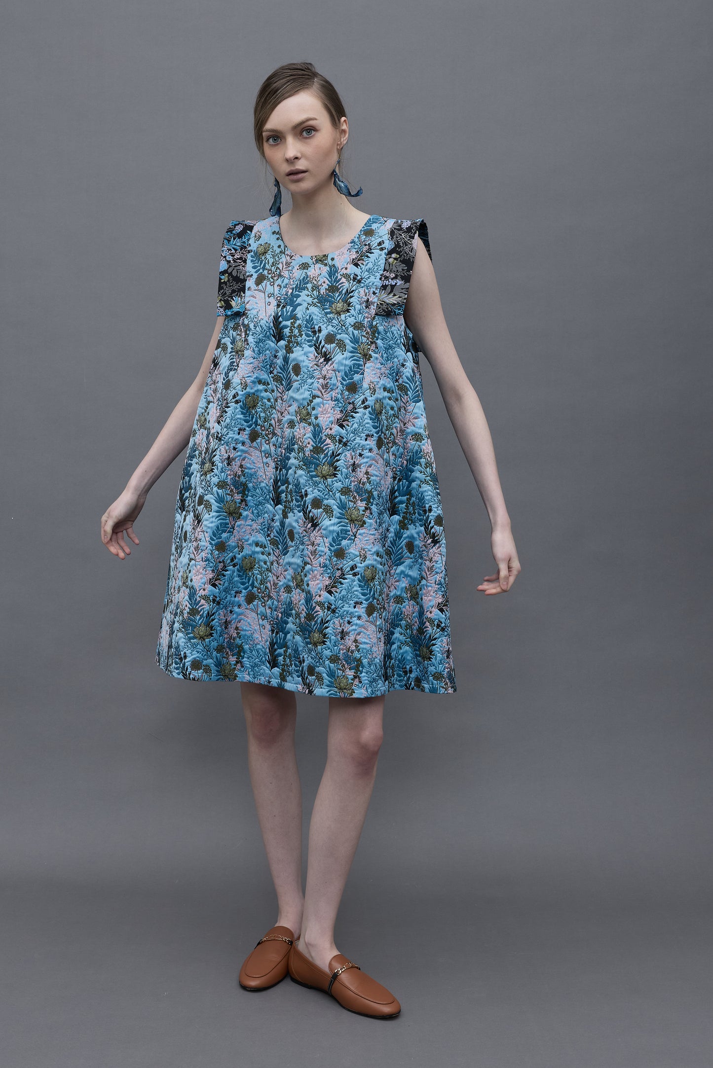 Floral Jacquard Sleeveless Dress