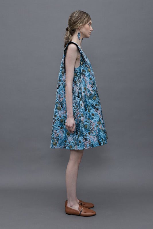 Floral Jacquard Sleeveless Dress