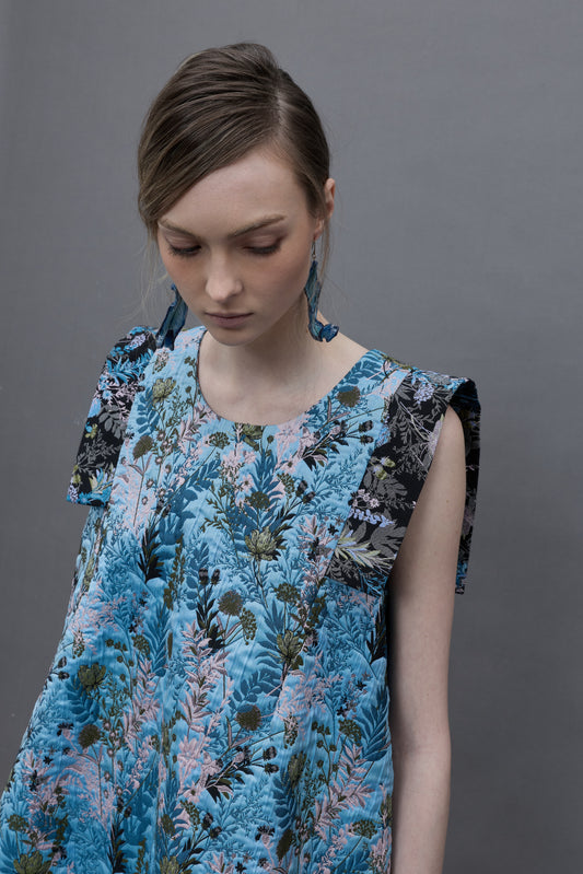 Floral Jacquard Sleeveless Dress