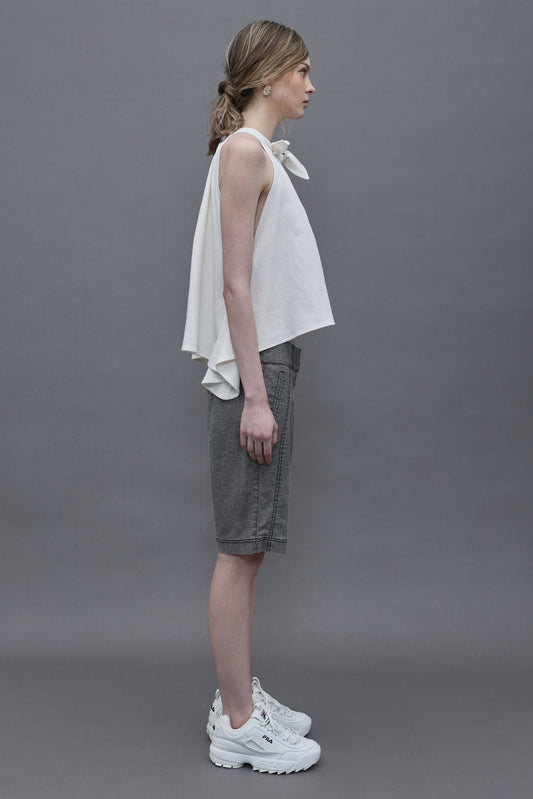 Cotton Twill Bow Vest