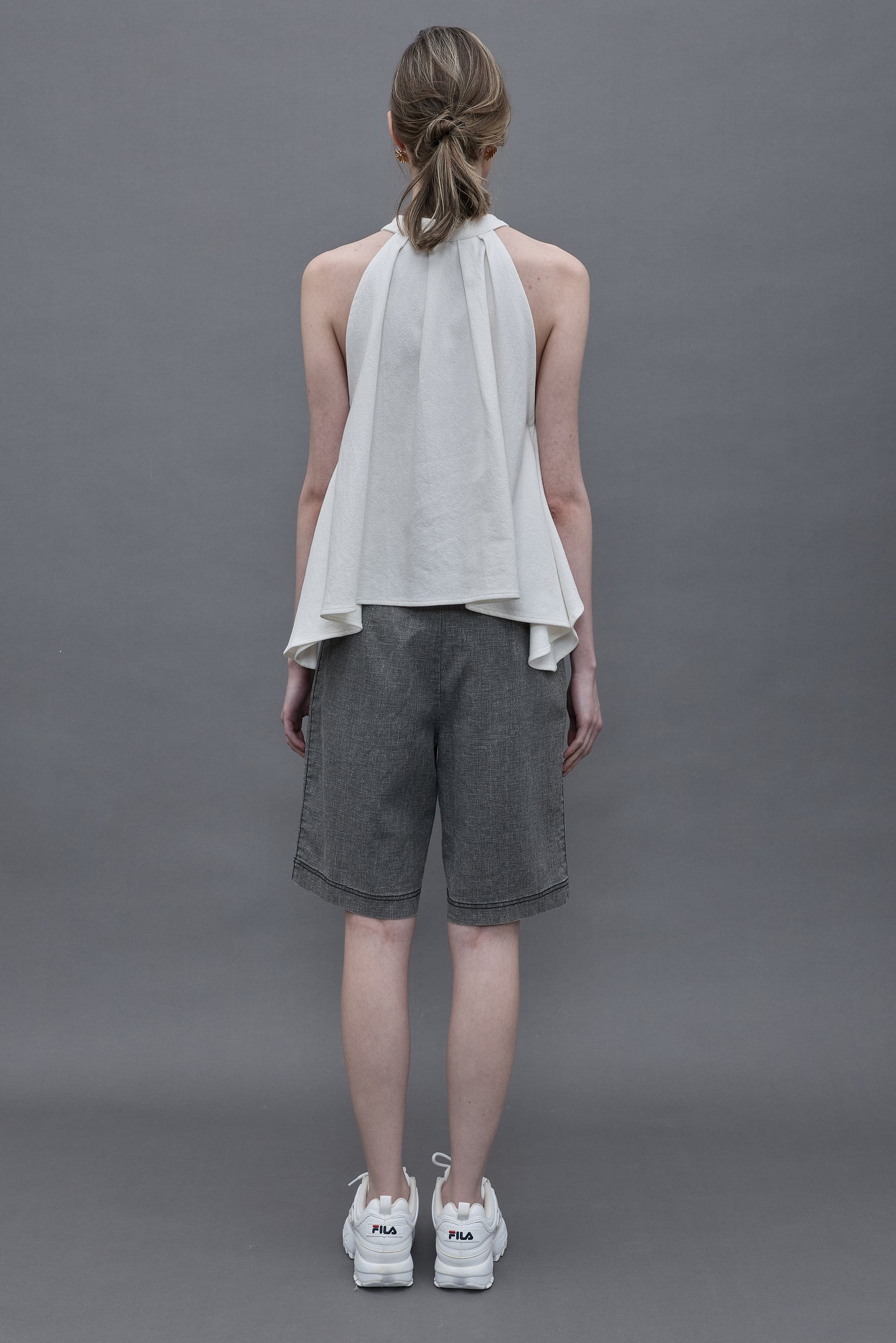 Cotton Twill Bow Vest