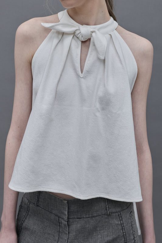 Cotton Twill Bow Vest