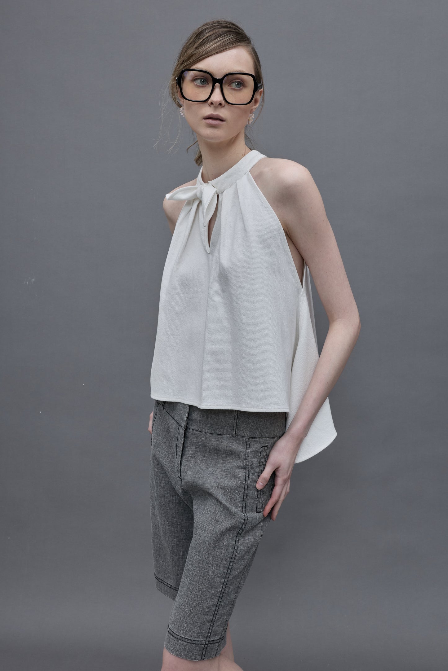 Cotton Twill Bow Vest