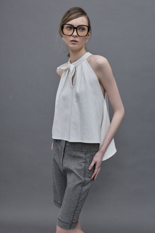 Cotton Twill Bow Vest