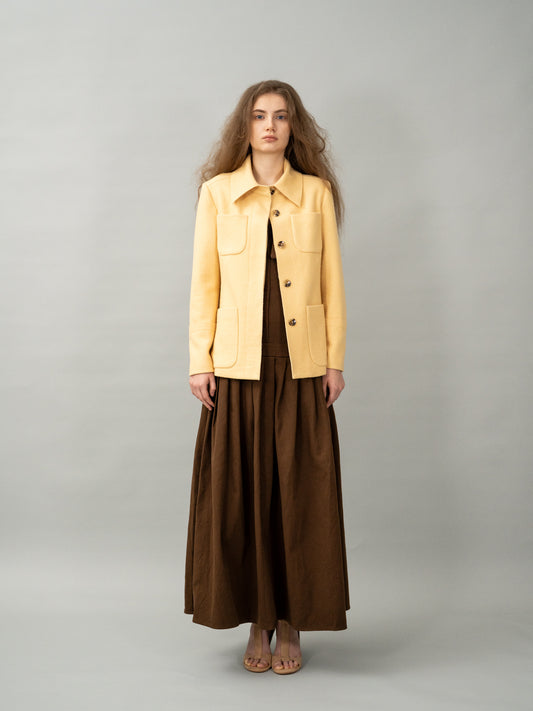 Soft Butter Beige Patch Pocket Knit Jacket