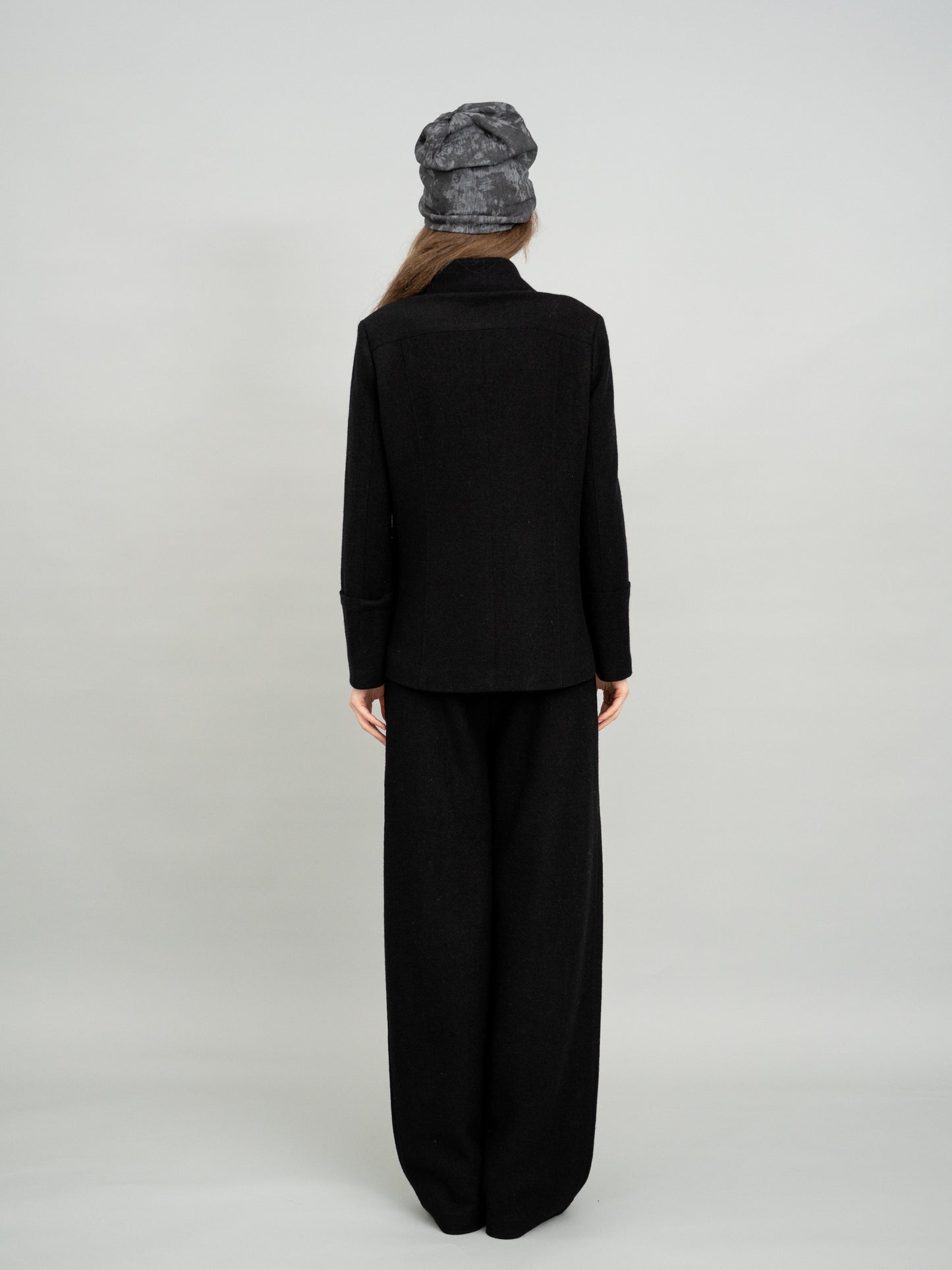 Minimalist Black Patch Pocket Wool Jacket